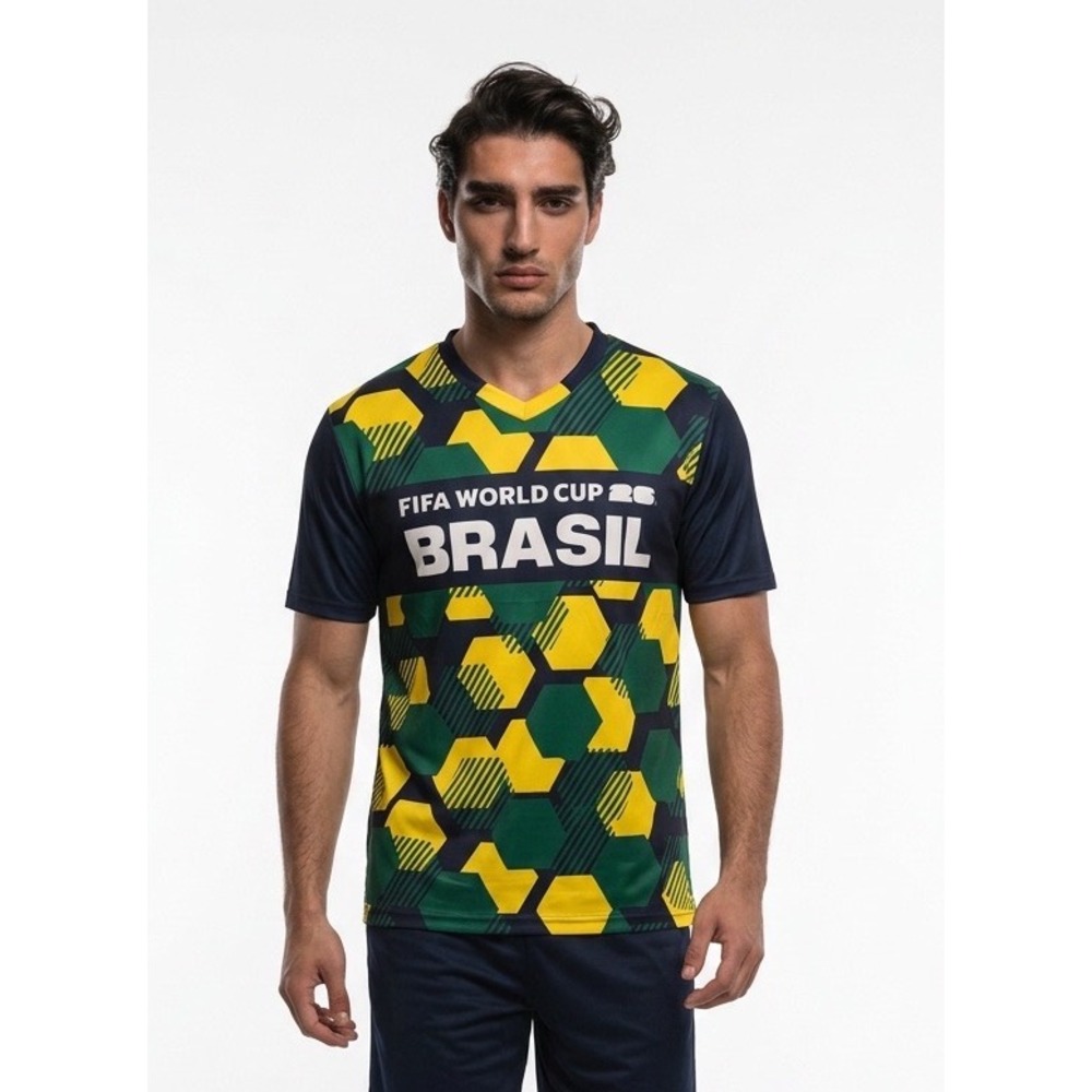 FIFA Brazil Medium World Cup 26 Soccer Jersey Mens Green Yellow Navy